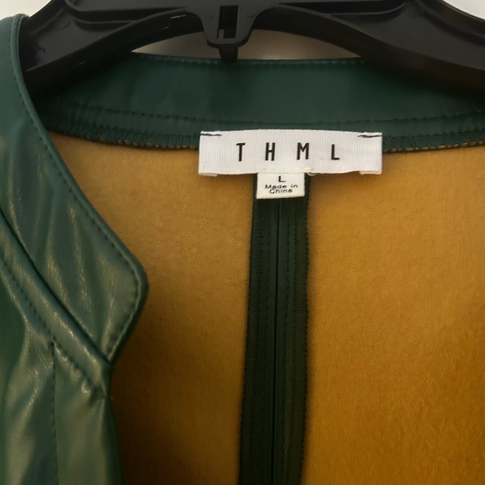 THML Women's Stylish Green faux Leather Dress